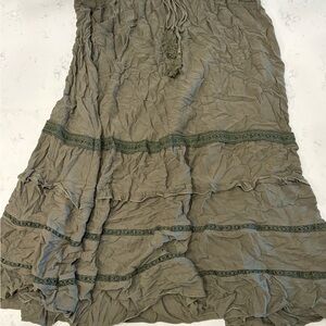 Olive Green Tiered Maxi Skirt